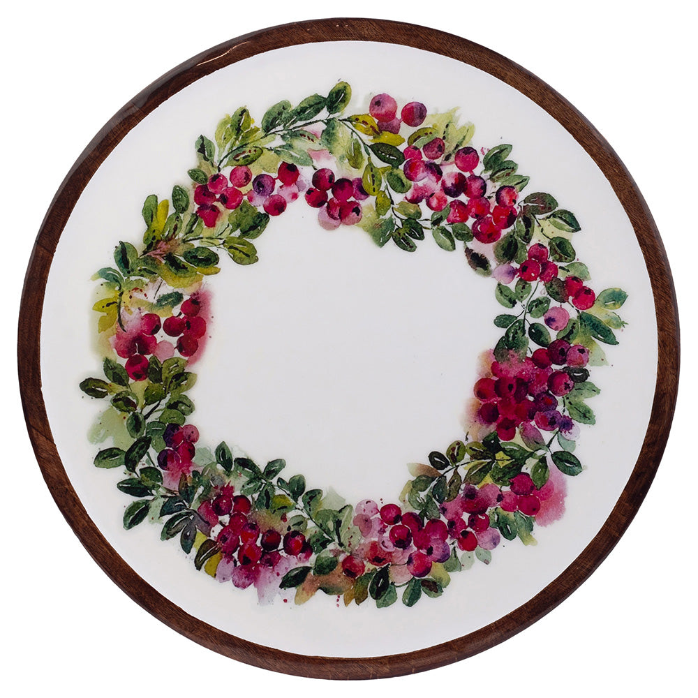 14" CRANBERRY WREATH LAZY SUSAN