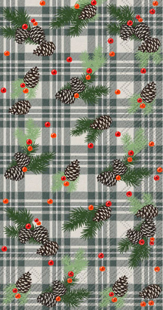 Woodland Pinecone Plaid Guest Towel