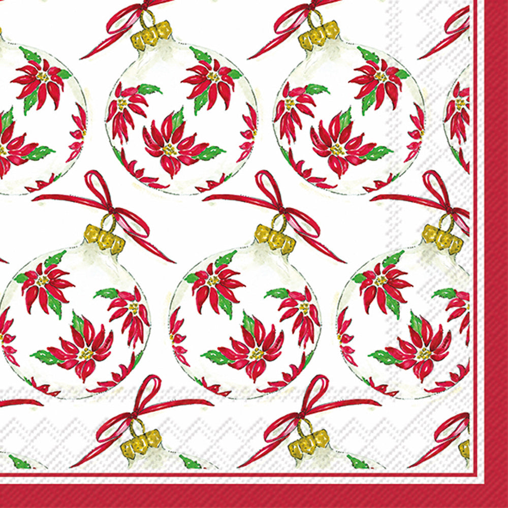 Poinsettia Ornaments Lunch Napkin