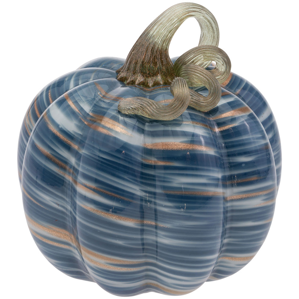 MED DENIM & COPPER GLASS PUMPKIN