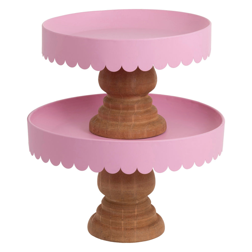 PINK SCALLOP DECOR STANDS S/2