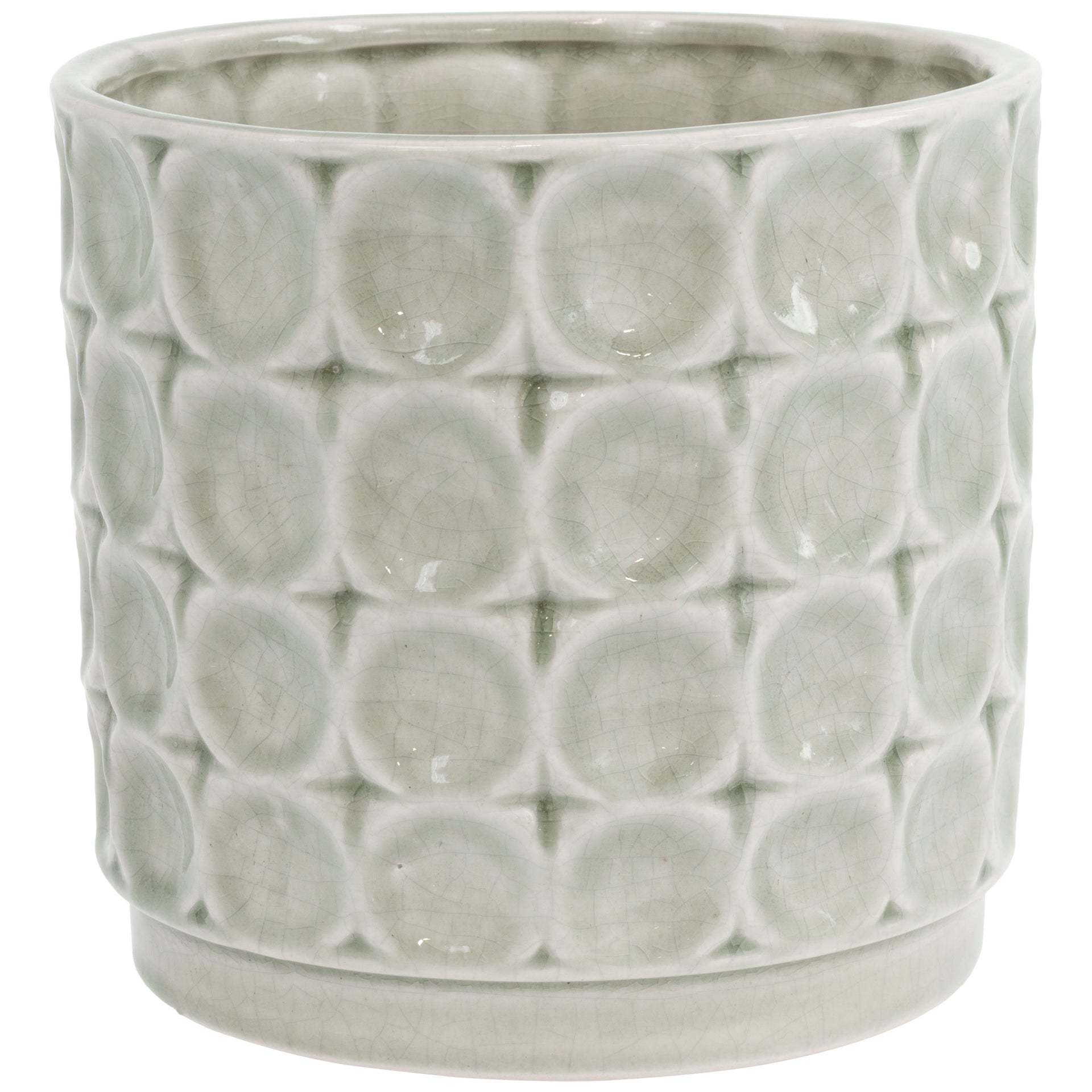 Sage Circle Embossed Planter Lg