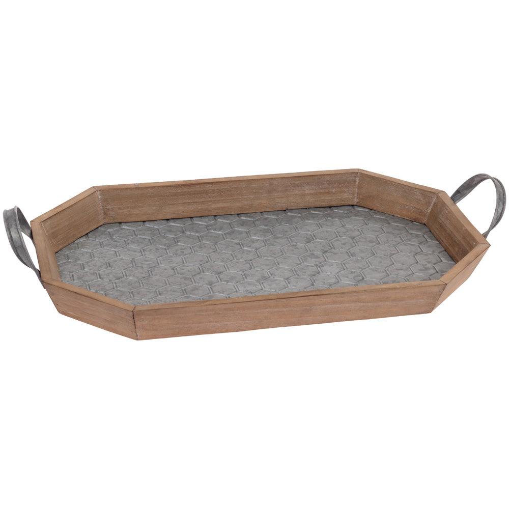 Wood and Metal Honeycomb Trays (Set of 2)
