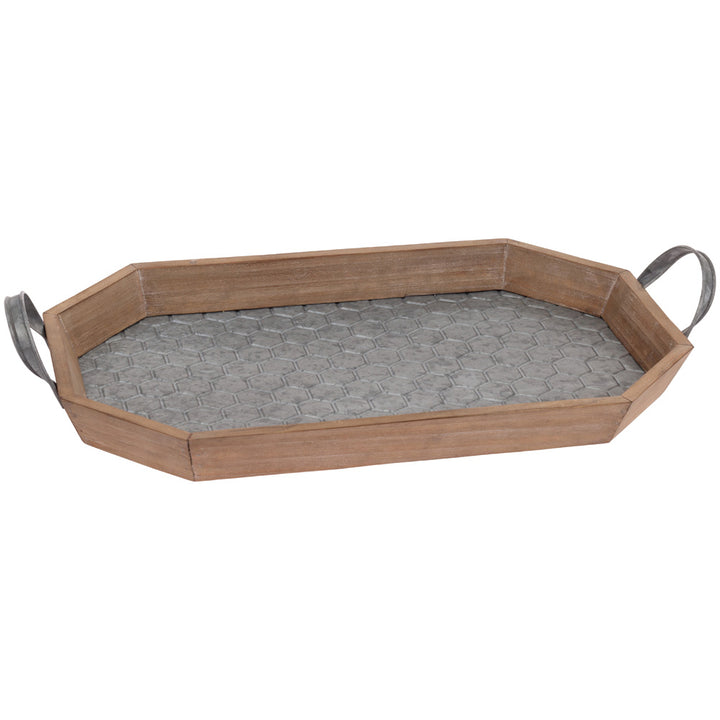 Wood and Metal Honeycomb Trays (Set of 2)