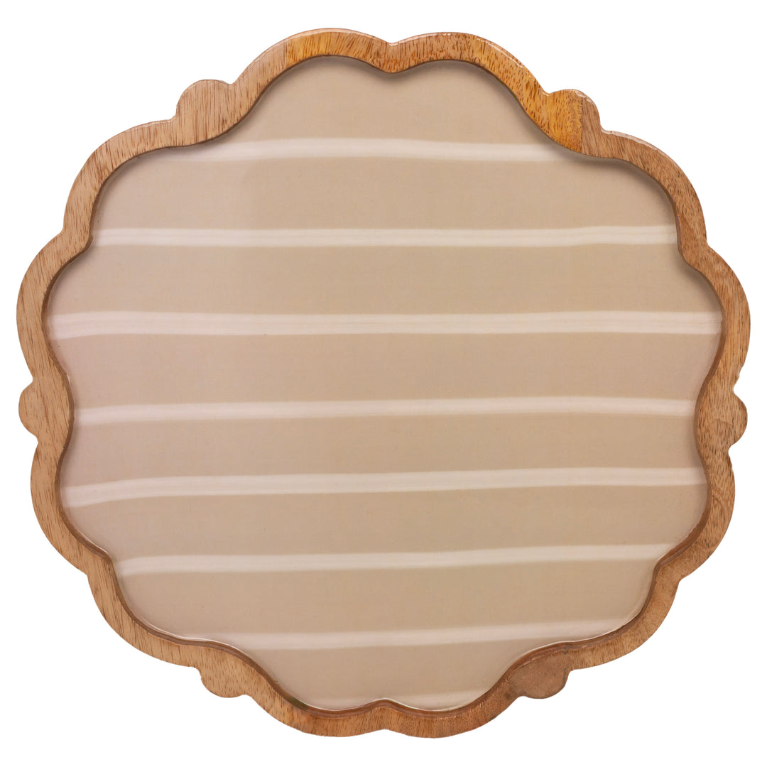 Tan Wavy Edge Striped Platter