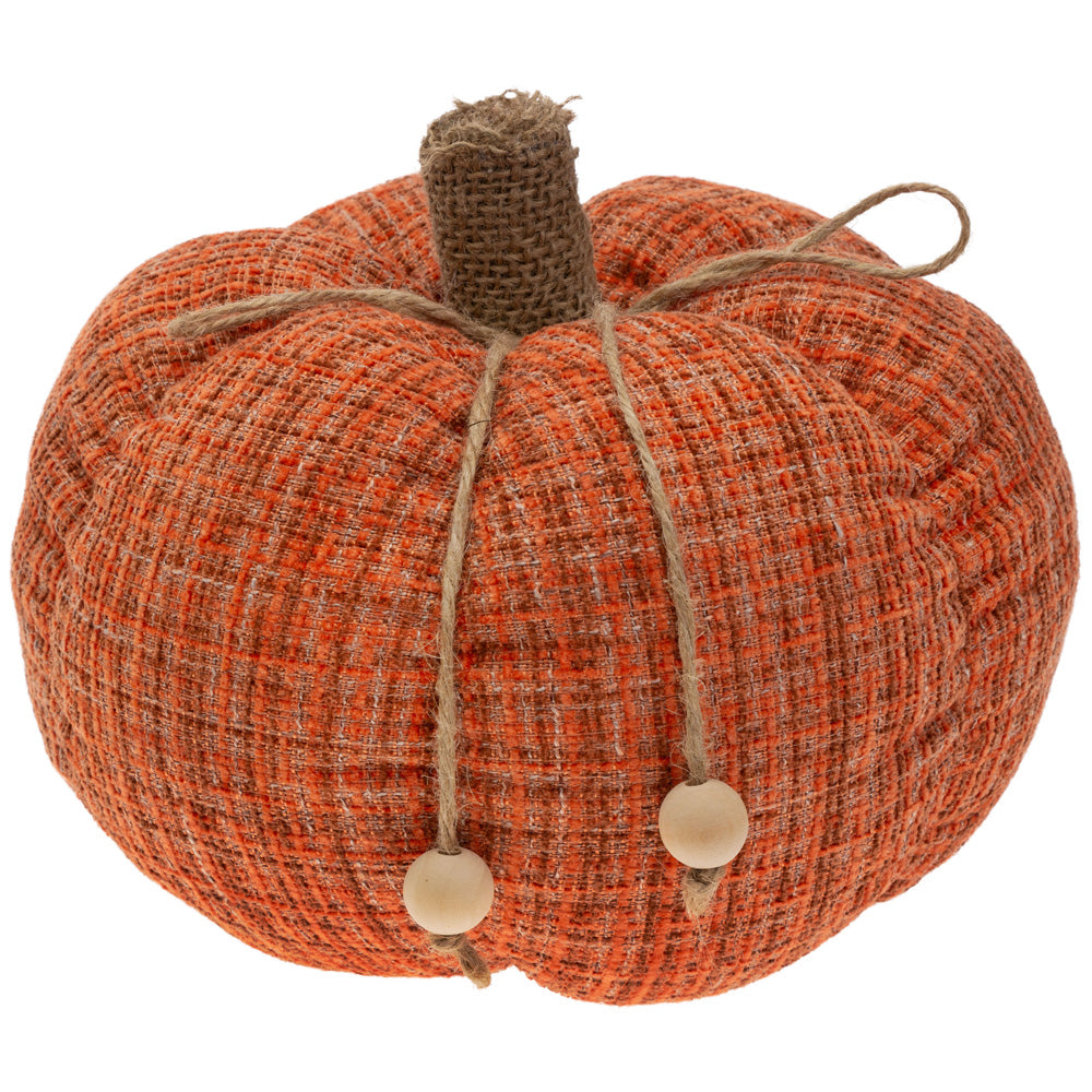 BURNT ORANGE PLAID PLUSH PUMPKIN