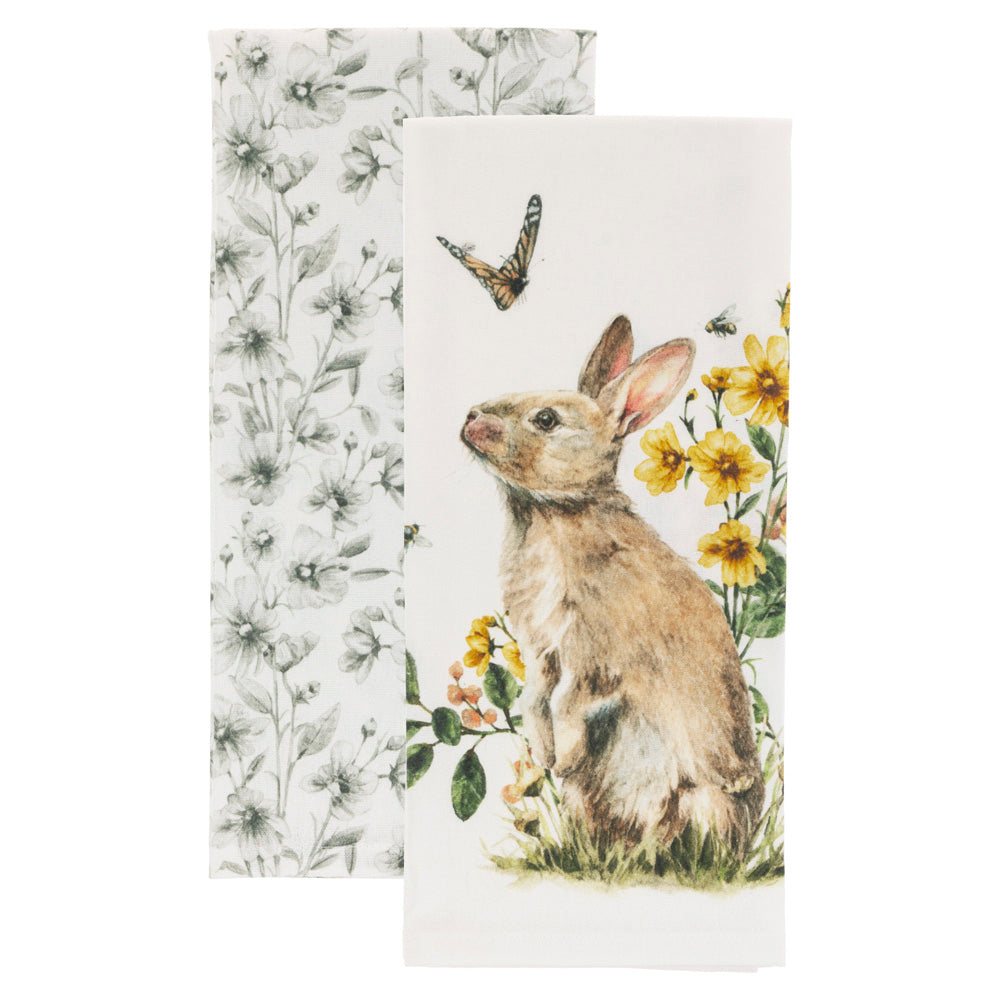 GARDEN RABBIT TEA TOWELS S/2