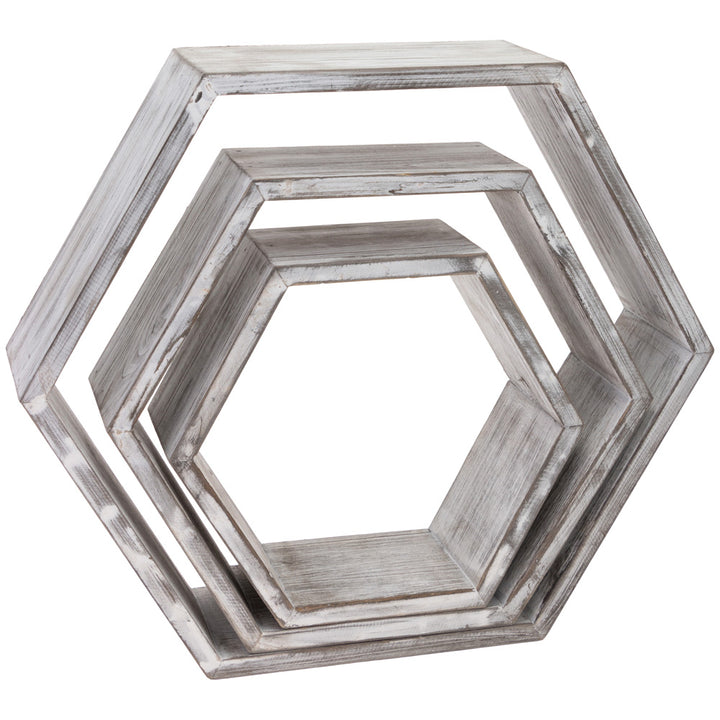White Hexagon Nesting Shelves (Set Of 3)