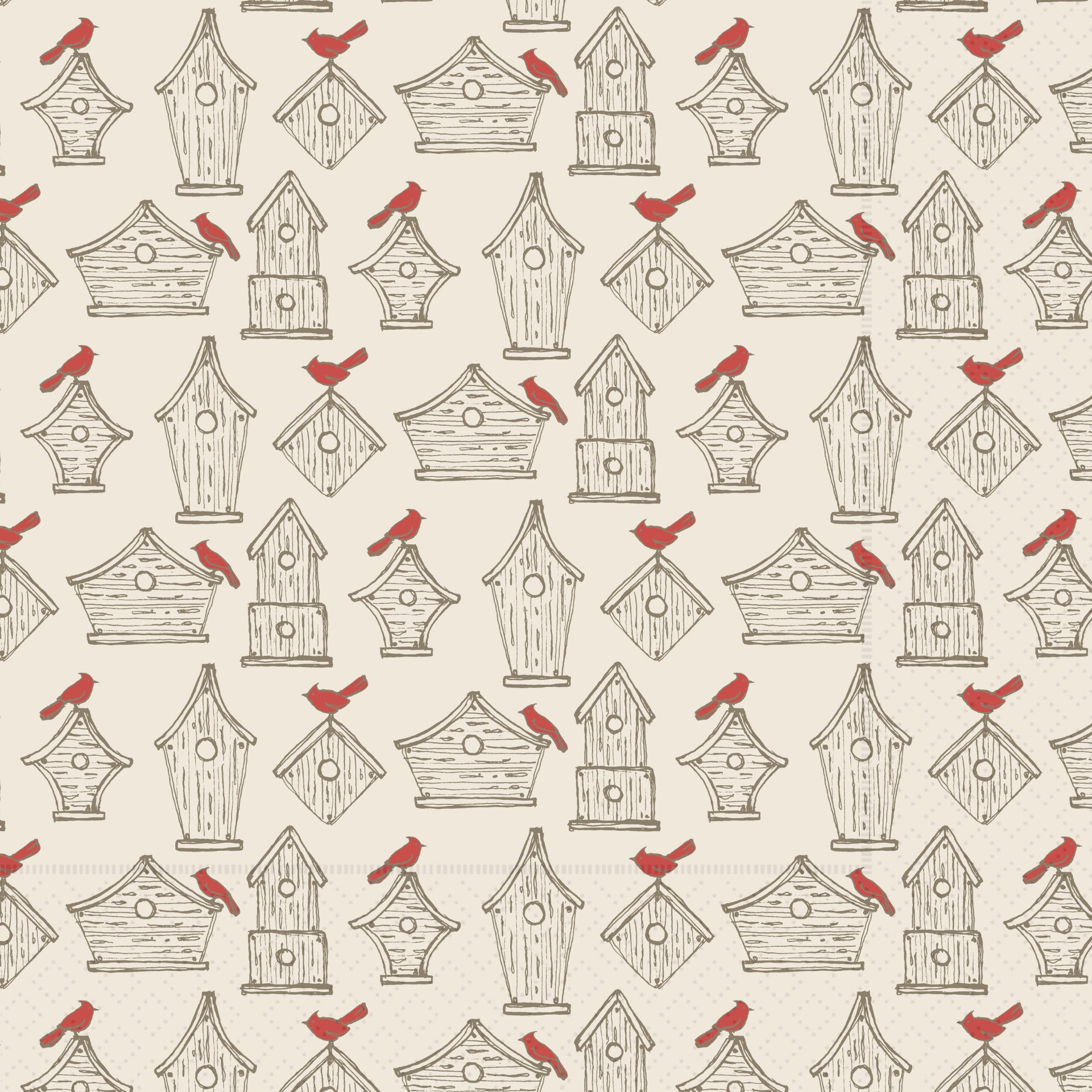 Cardinal Birdhouses Cocktail Napkin