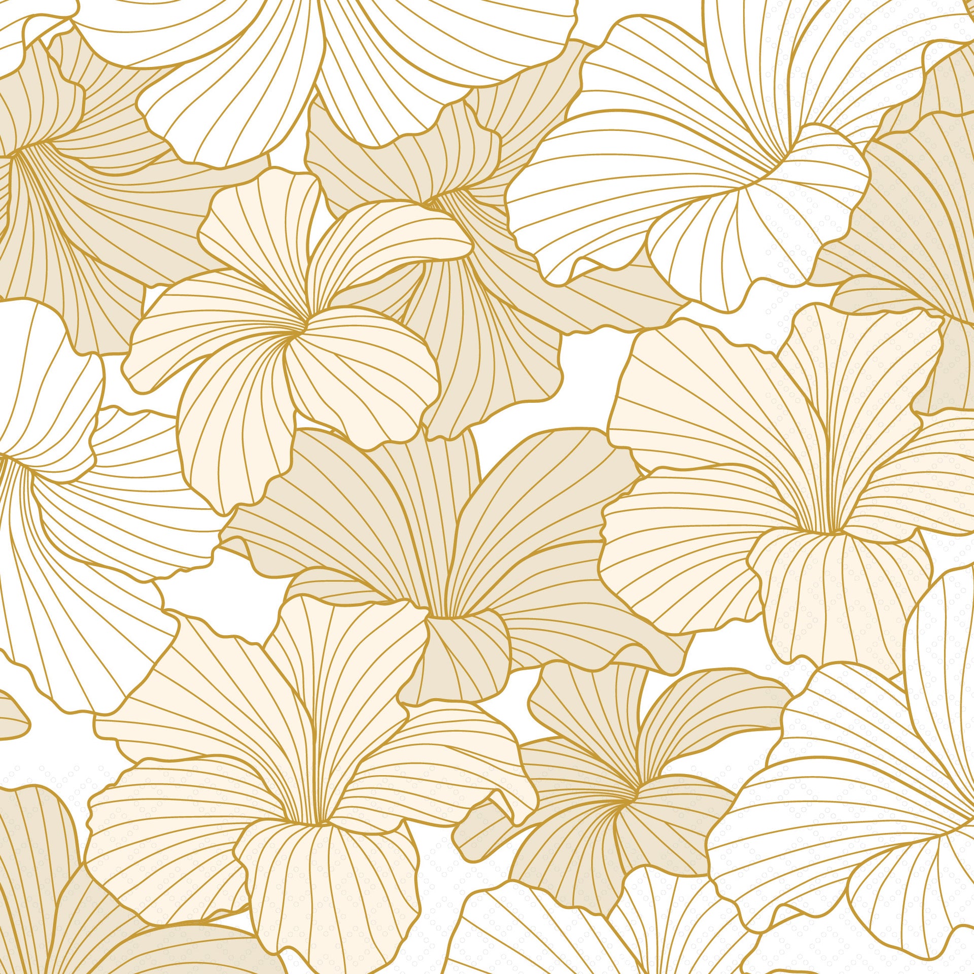 White Hibiscus Lunch Napkin Gold