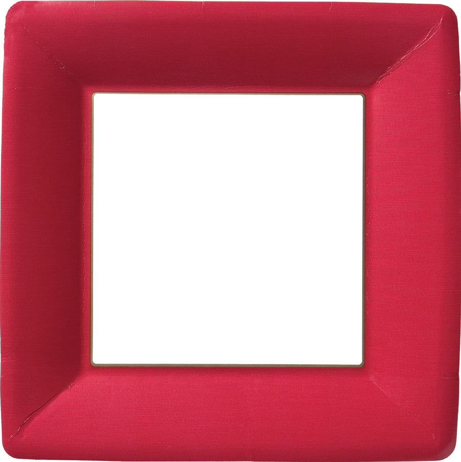 Classic Linen Square Dinner Plate Red