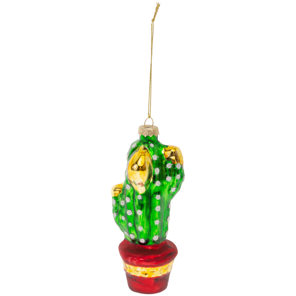 Glass Xmas Cactus Ornament