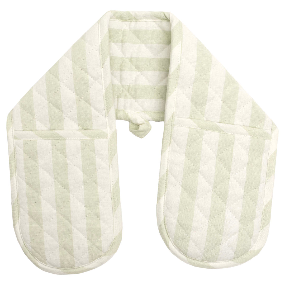 Sage Stripe Double Oven Mitt
