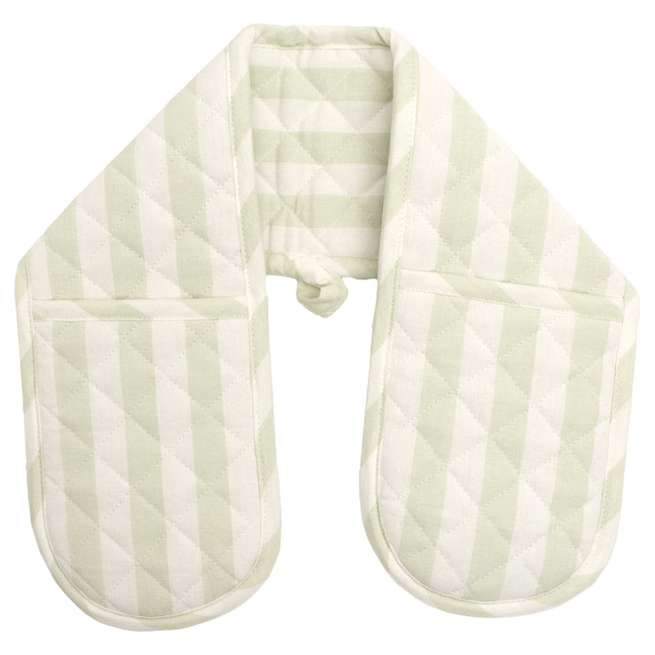 Sage Stripe Double Oven Mitt