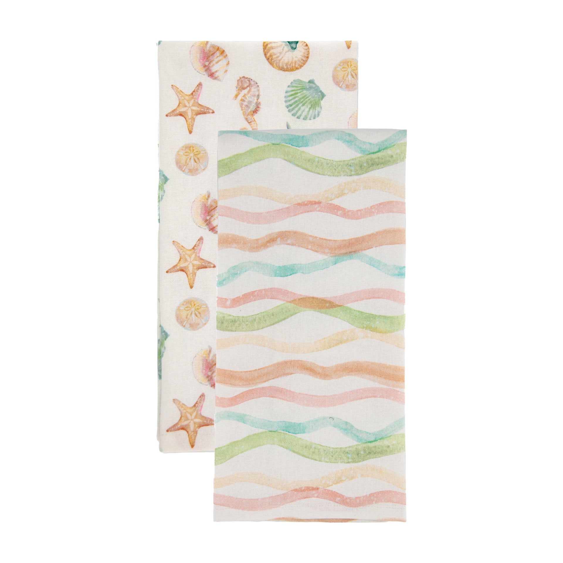 Marinelife & Watercolor Wave Tea Towel (Set of 2)