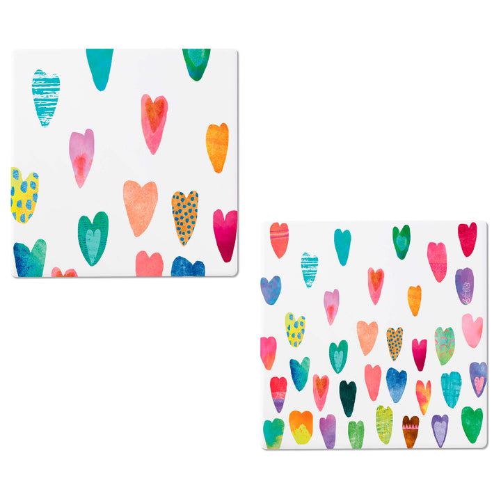 Rainbow Hearts Square Coasters