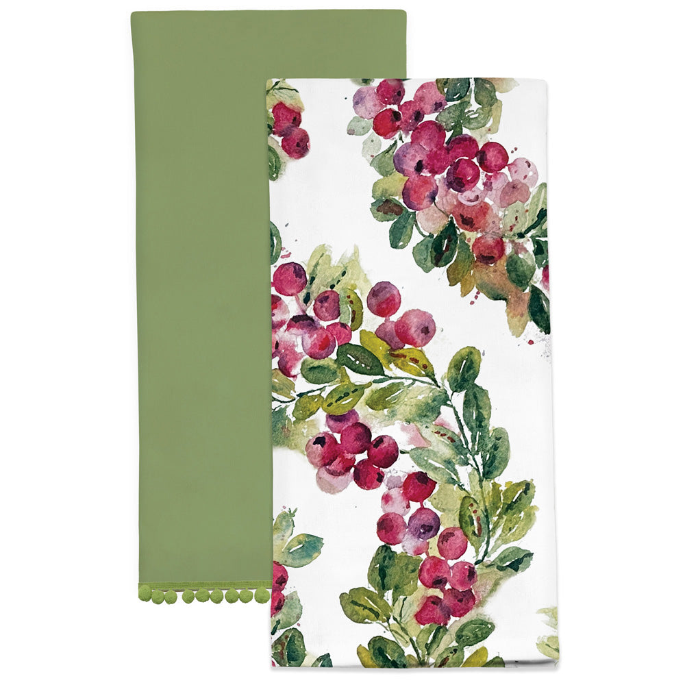 Cranberry Wreath Tea Towels (Set of 2)