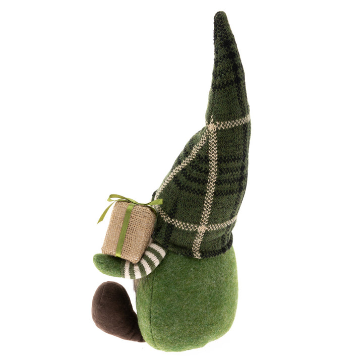 Juha Green Plaid Hat Gnome With Present