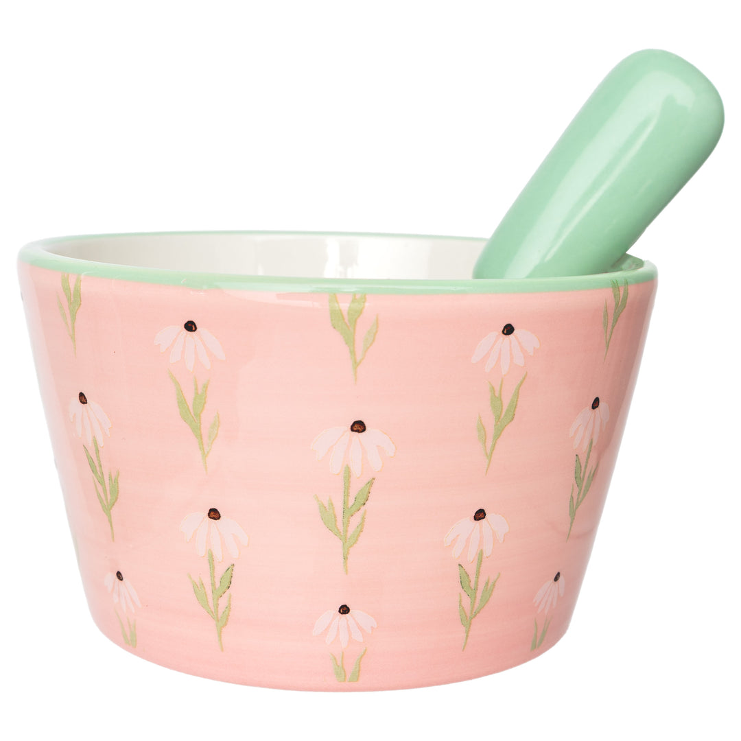 Pink Daisy Bowl and Spreader