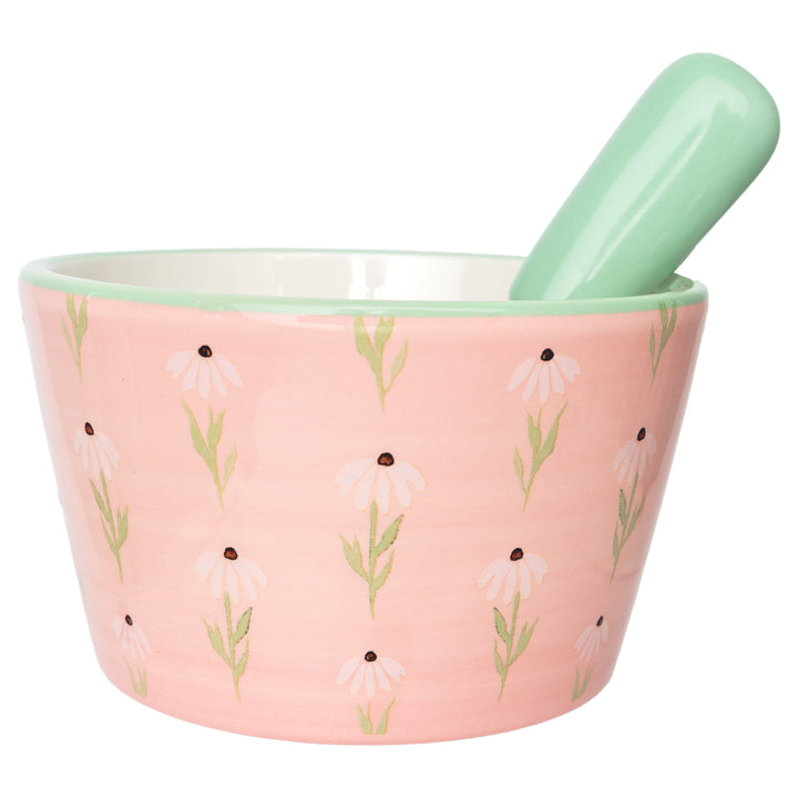 Pink Daisy Bowl and Spreader