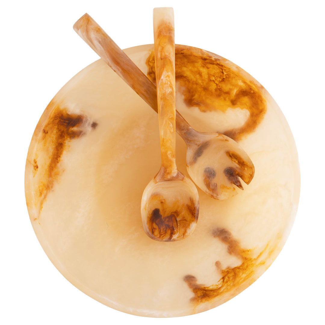 Umber &amp; Cream Resin Serving Set