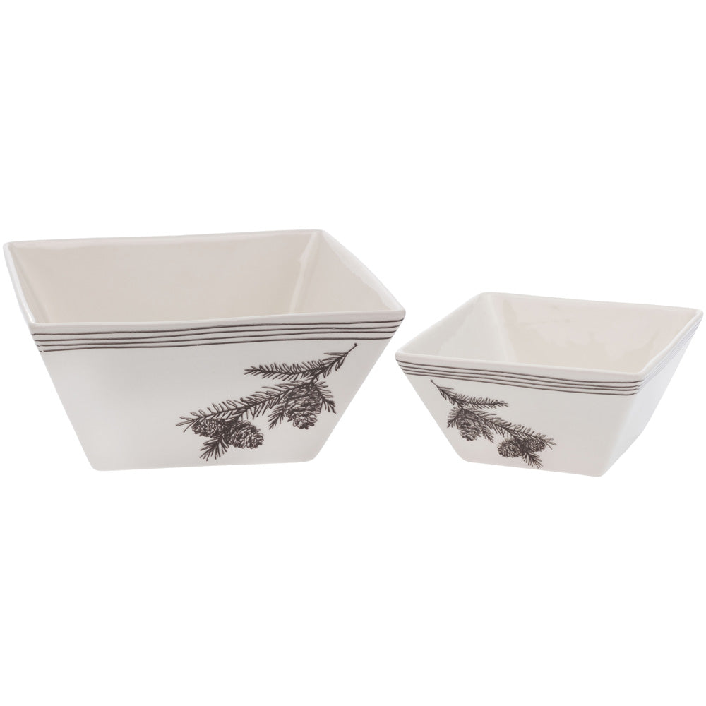 WHITE PINE SQUARE BOWLS S/2