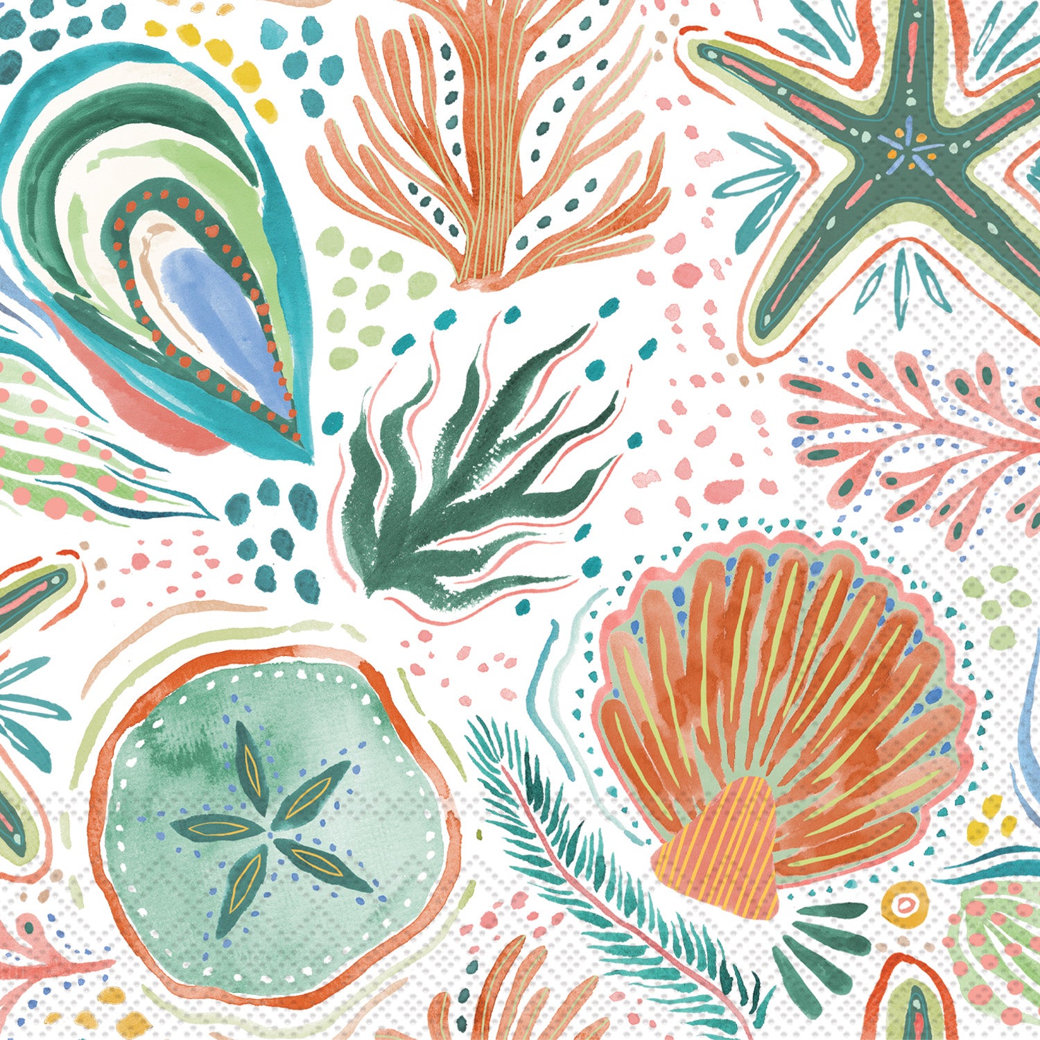 Coastline Oyster Allover Cocktail Napkin