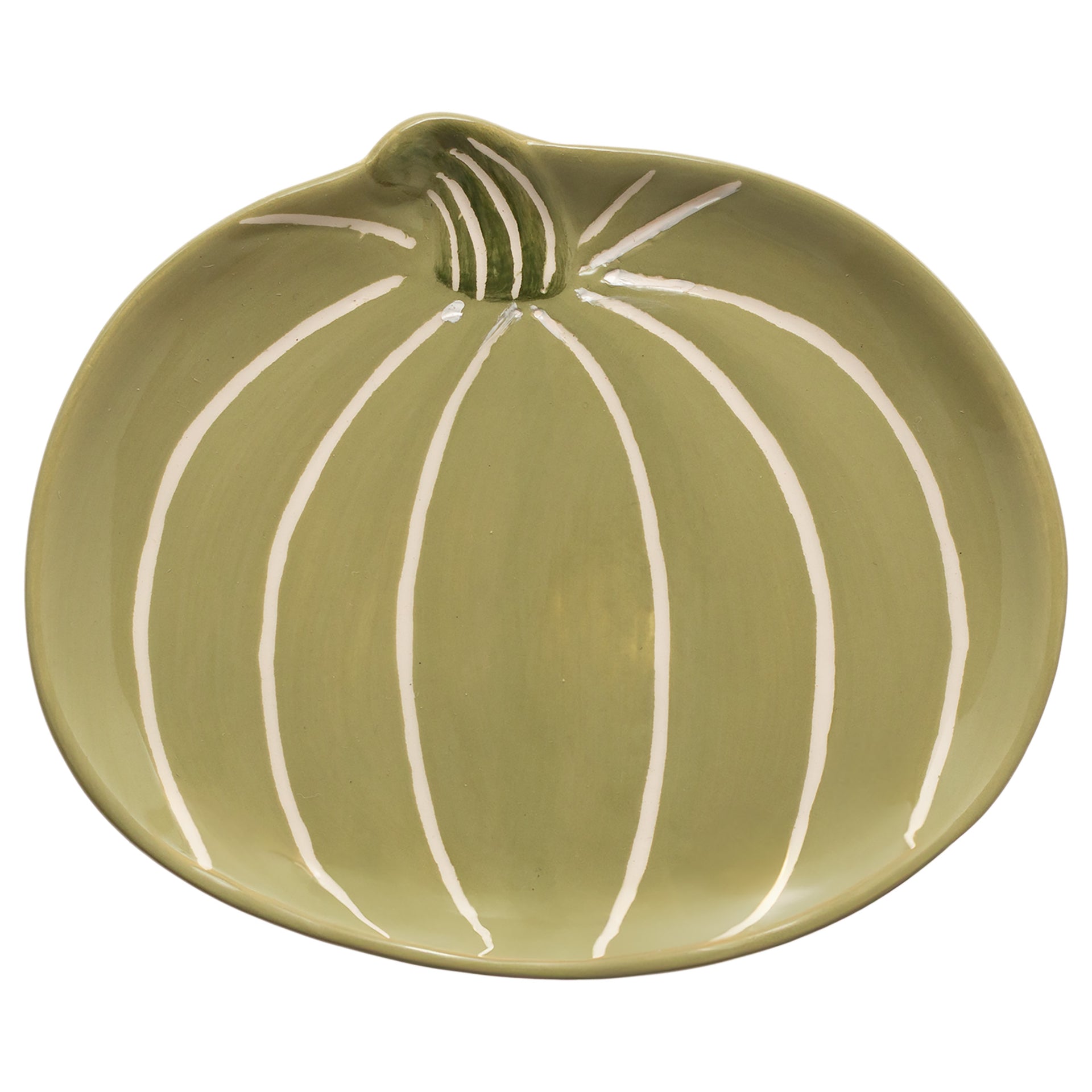 Green & White Pumpkin Dish Small