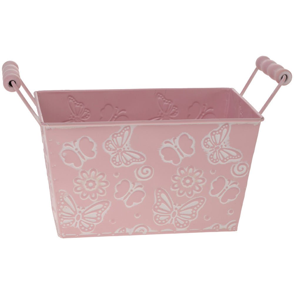 PINK RECT BUTTERFLY TIN