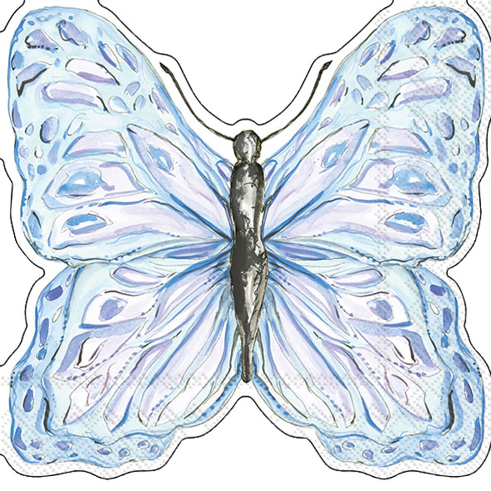 Botanical Butterfly Shaped Lunch Napkin Blue