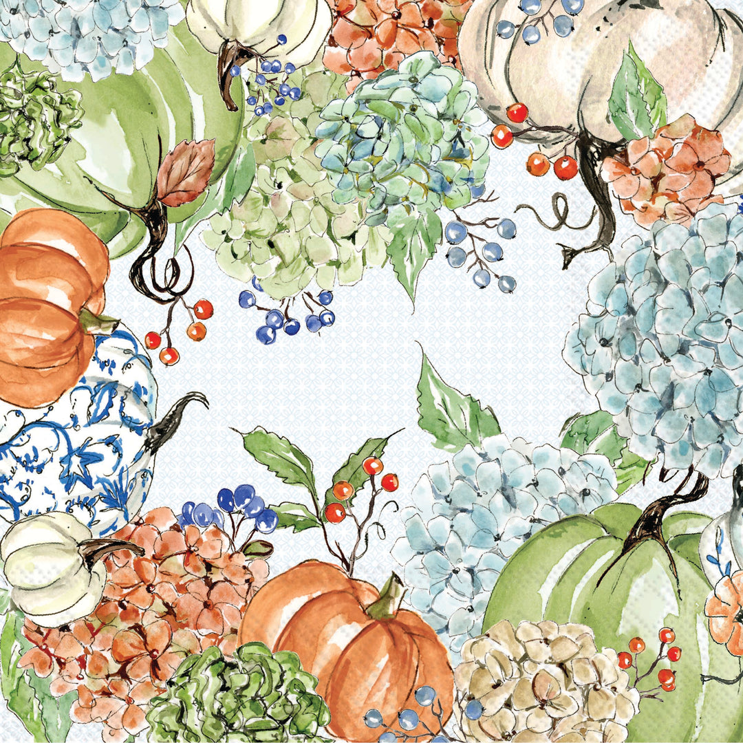 Fall Hydrangea Allover Cocktail Napkin