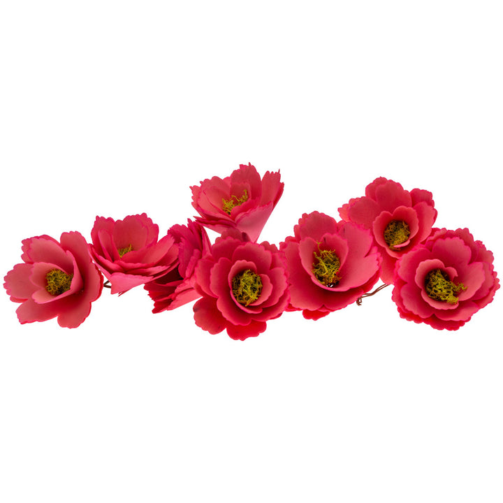 Pink Wood Curl Flowers (Set of 8)