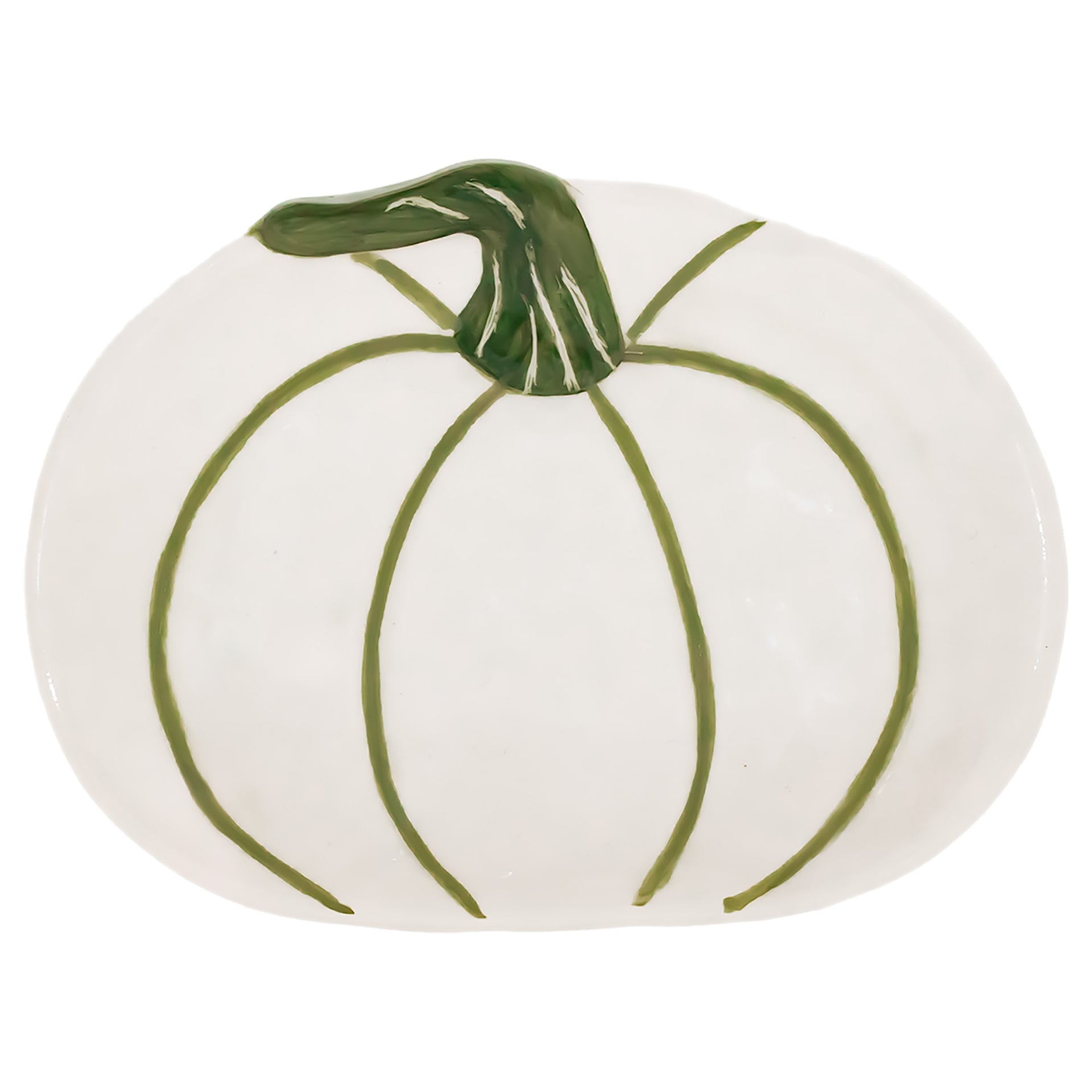 White and Green Pumpkin Dish Small