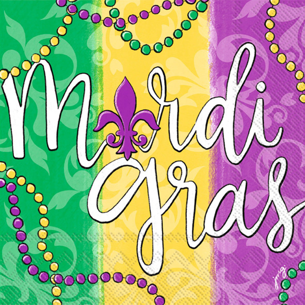 Mardi Gras Beads Cocktail Napkin