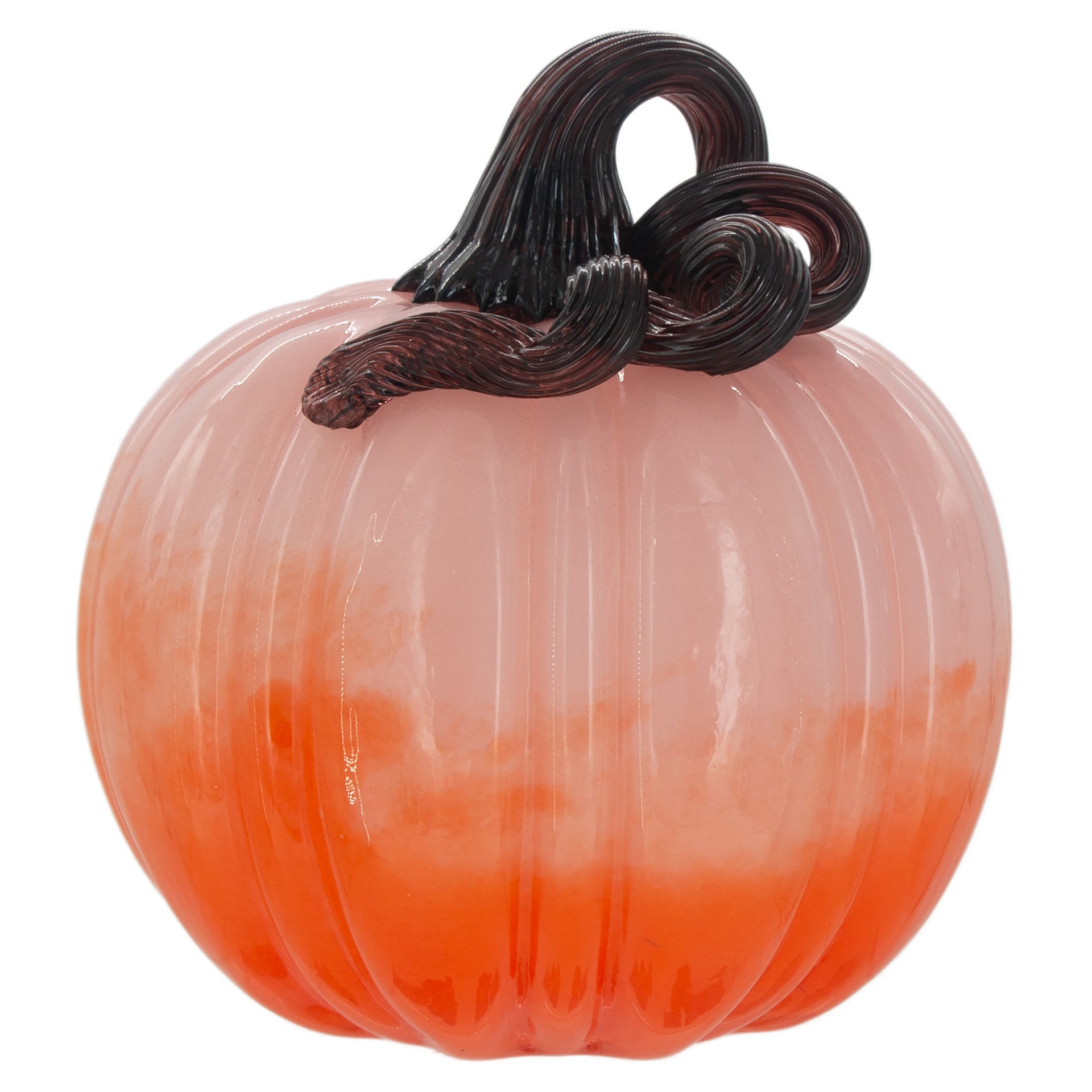 Ombre Pink & Orange Glass Pumpkin Small