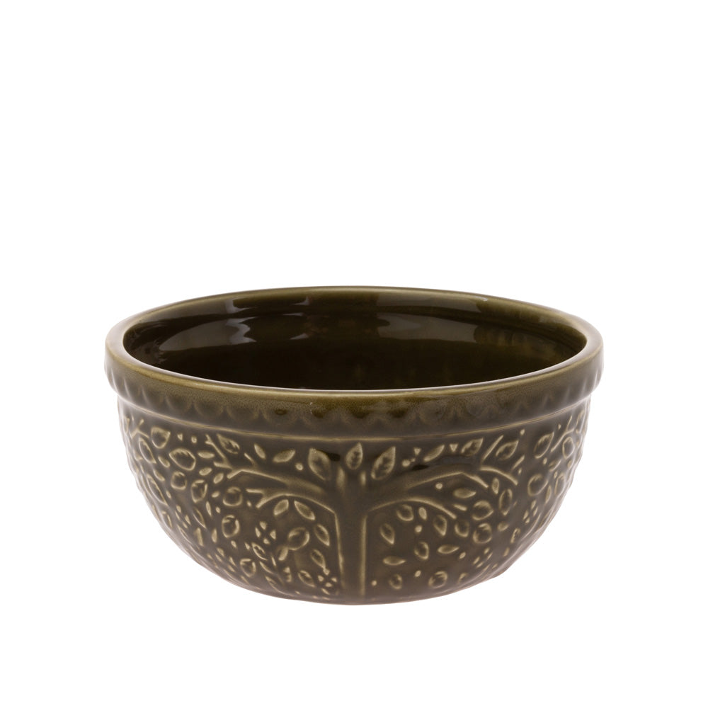 Olive Green Leaf Embossed Bowl