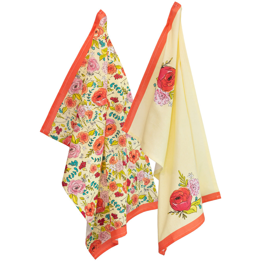 FLOWER PARTY TEA TOWELS S/2