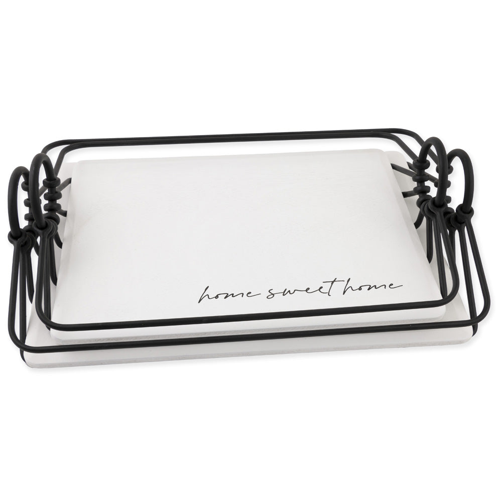 HOME RECT TRAYS S/2 wht/blk