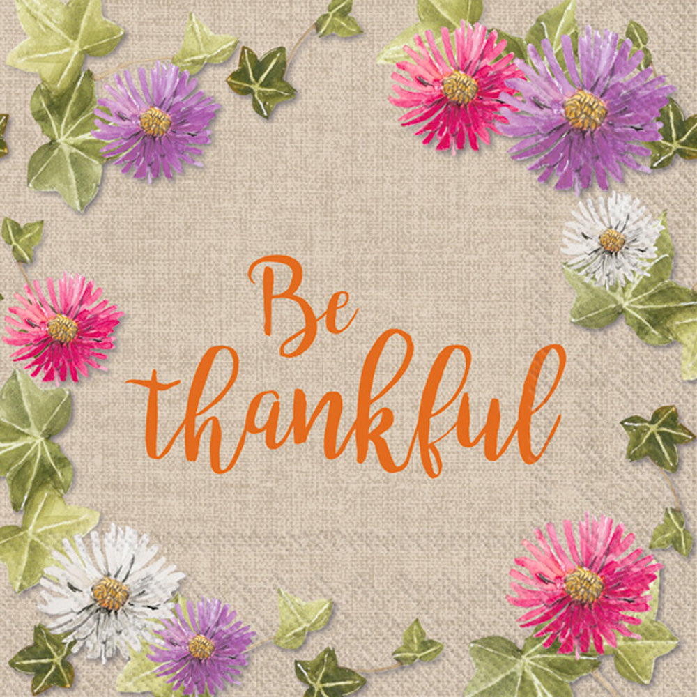Be Thankful Cocktail Napkin Linen
