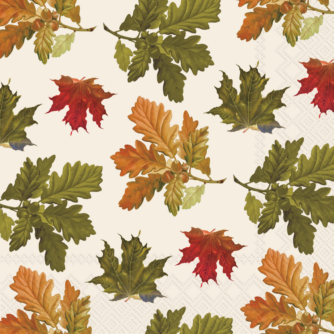 Earthtone Leaves Cocktail Napkin