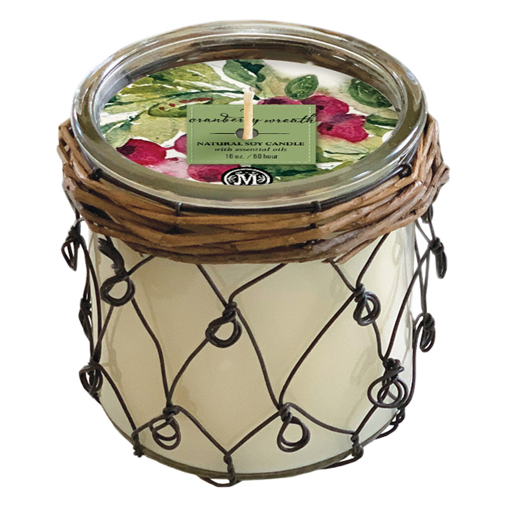 CRANBERRY WREATH FARMHOUSE SOY CANDLE - 16 oz.