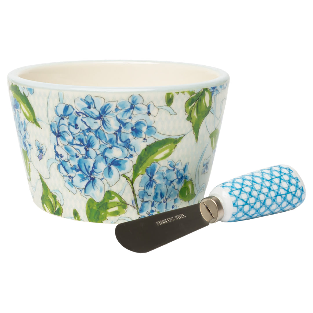 Blue Hydrangea Bowl and Spreader