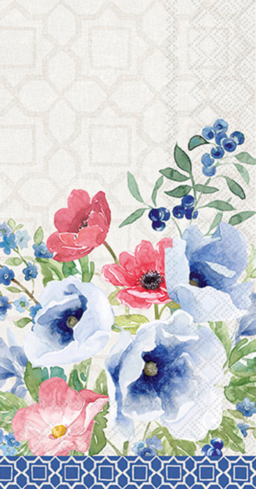 Indigo Bouquet Guest Towel Light Grey