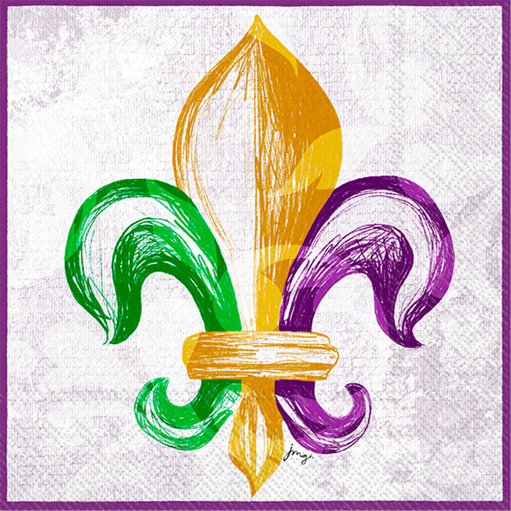 Mardi Gras Fleur De Lis Cocktail Napkin