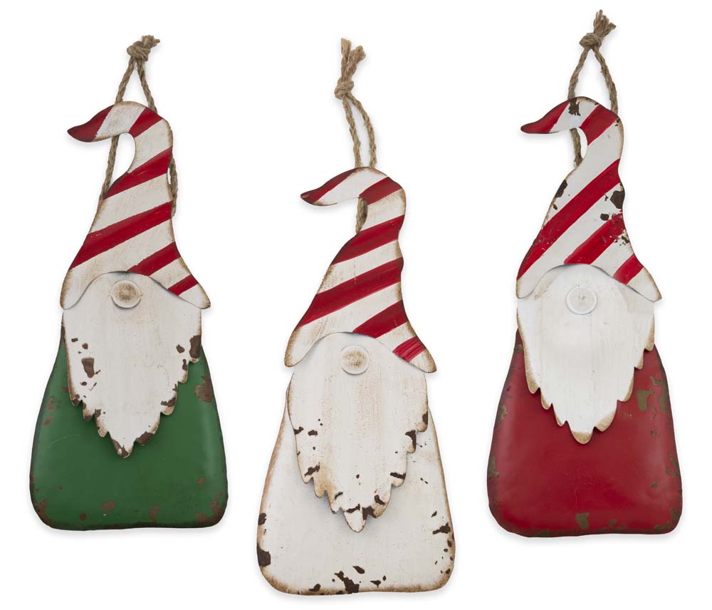 Jolly Metal Hanging Gnomes (Set of 3)