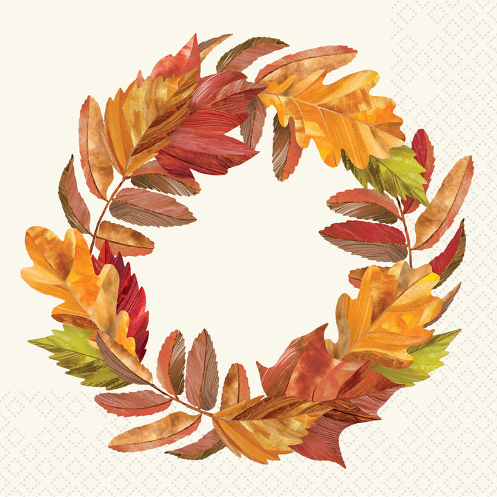 Falling Leaves Wreath Cocktail Napkin