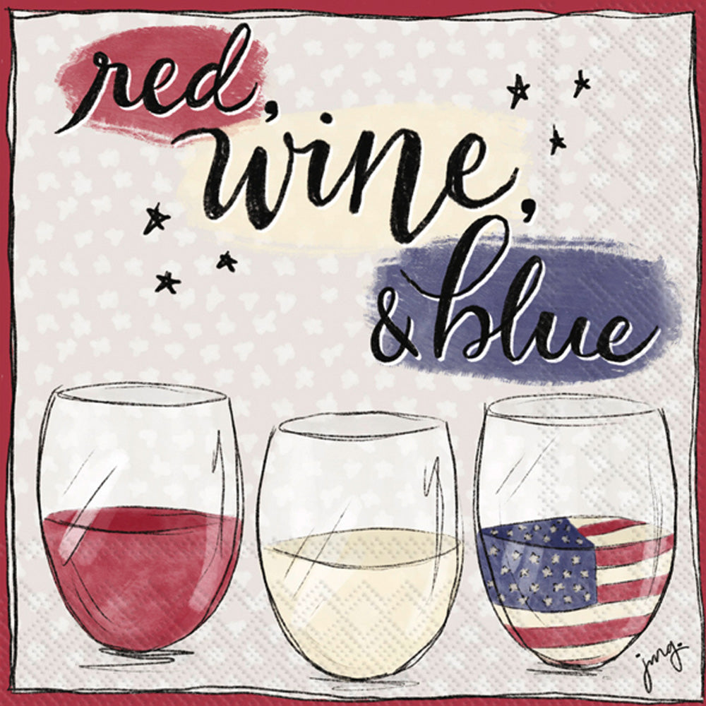 Red Wine & Blue Cocktail Napkin