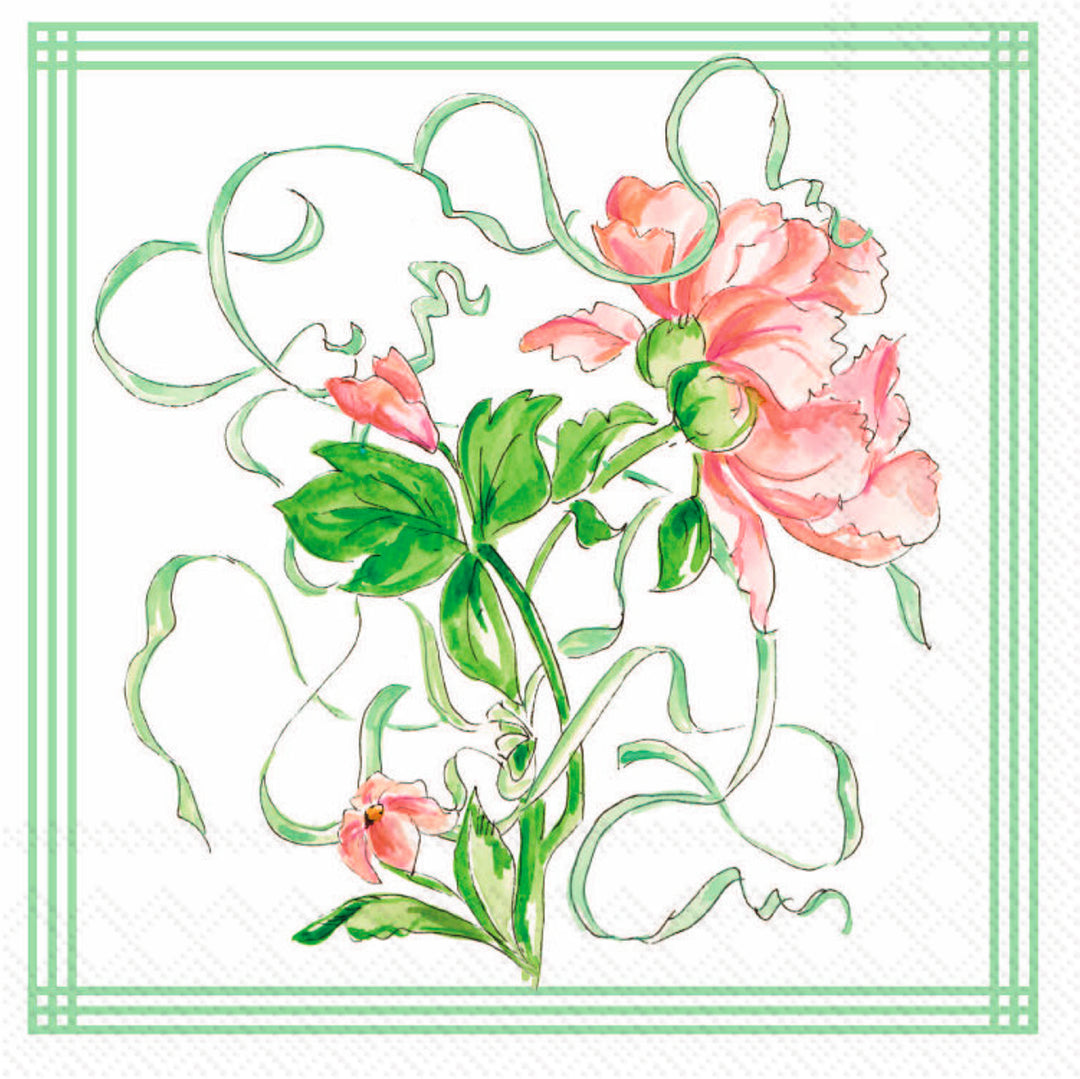 Coral Garden Party Cocktail Napkin