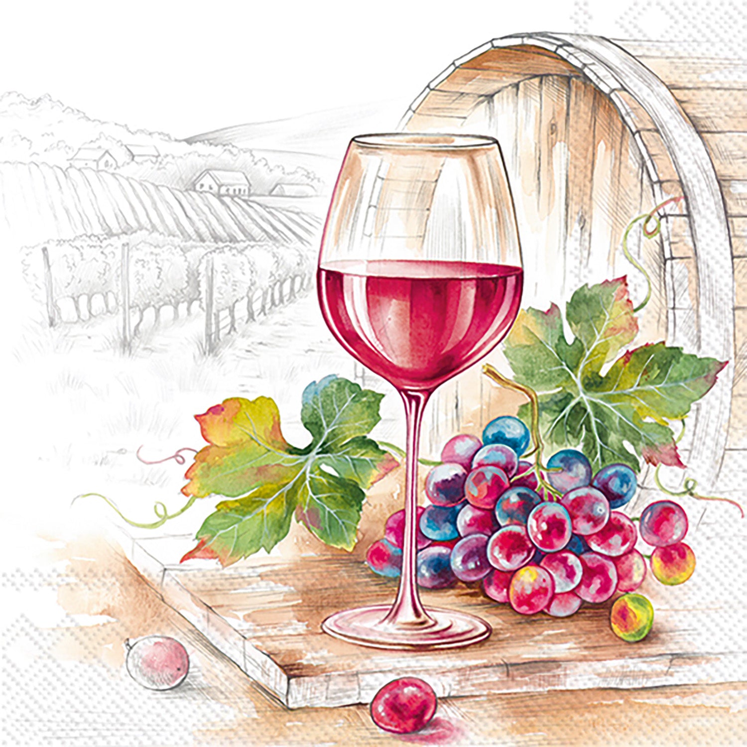 Vin Rouge Cocktail Napkin