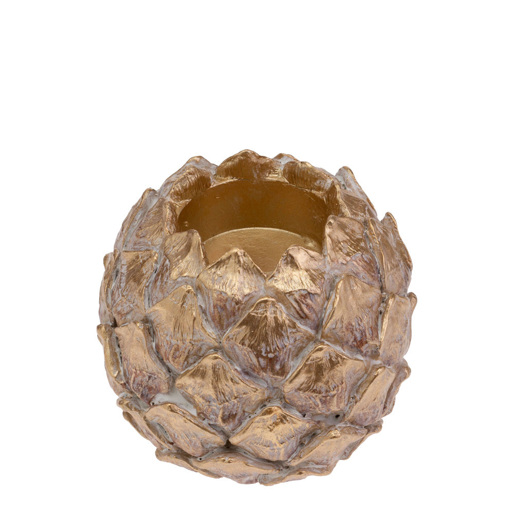 SHORT GOLD WASH PINECONE TEALIGHT